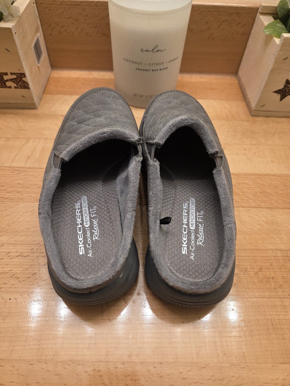 Skechers Women's Easy Going-Road Trip Mules Quilted Gray Size 6.5 - Picture 7 of 9
